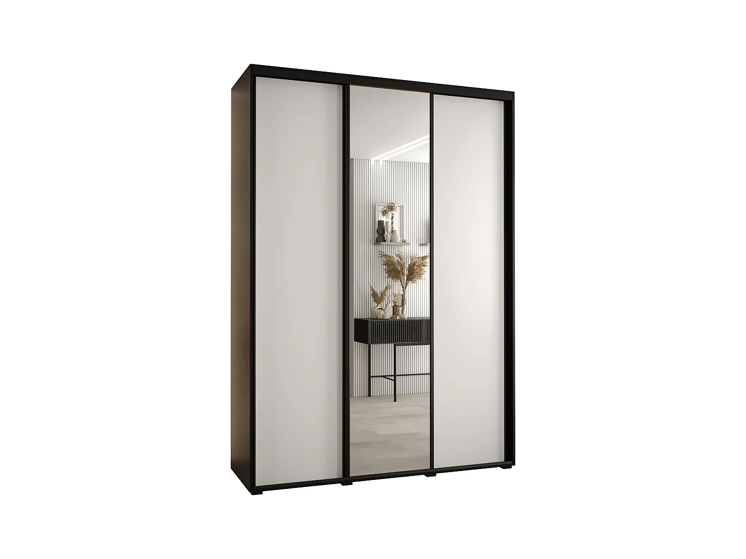 ARMOIRE DAVOS 3 À PORTES COULISSANTES 235,2/170/60 3 portes (Noir/Blanc/Noir)