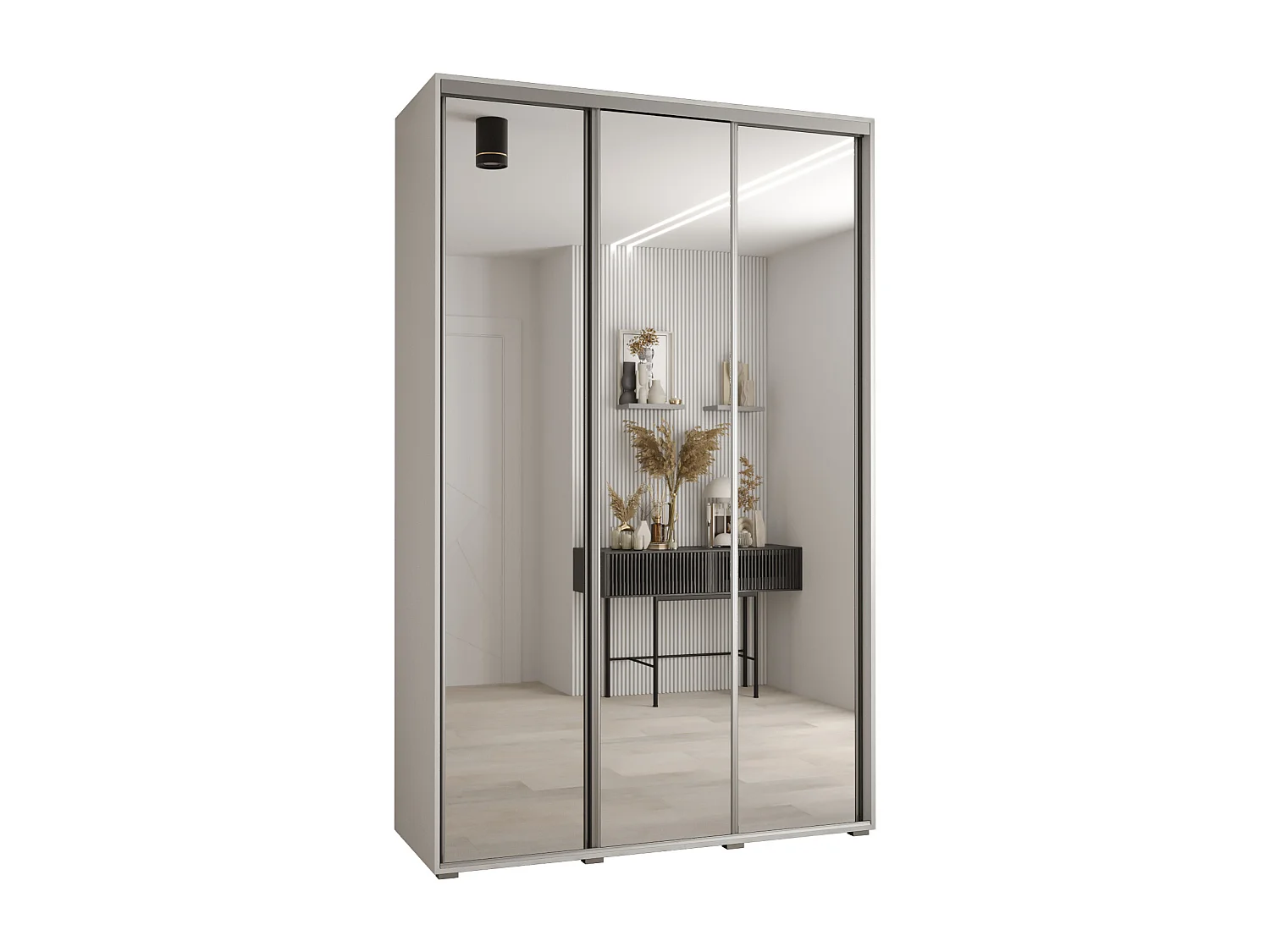 ARMOIRE DAVOS 2 À PORTES COULISSANTES 235,2/170/45 3 portes (Blanc/Blanc/Argent)