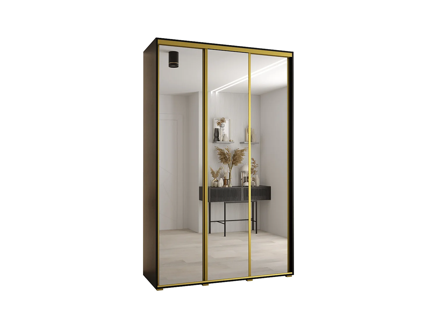 SCHWEBETÜRENSCHRANK DAVOS 2 235,2/180/60 3-türig (Schwarz/Schwarz/Gold)