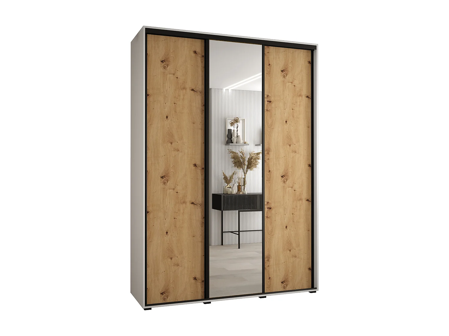 ARMOIRE DAVOS 3 À PORTES COULISSANTES 235,2/170/45 3 portes (Blanc/Artisan/Noir)