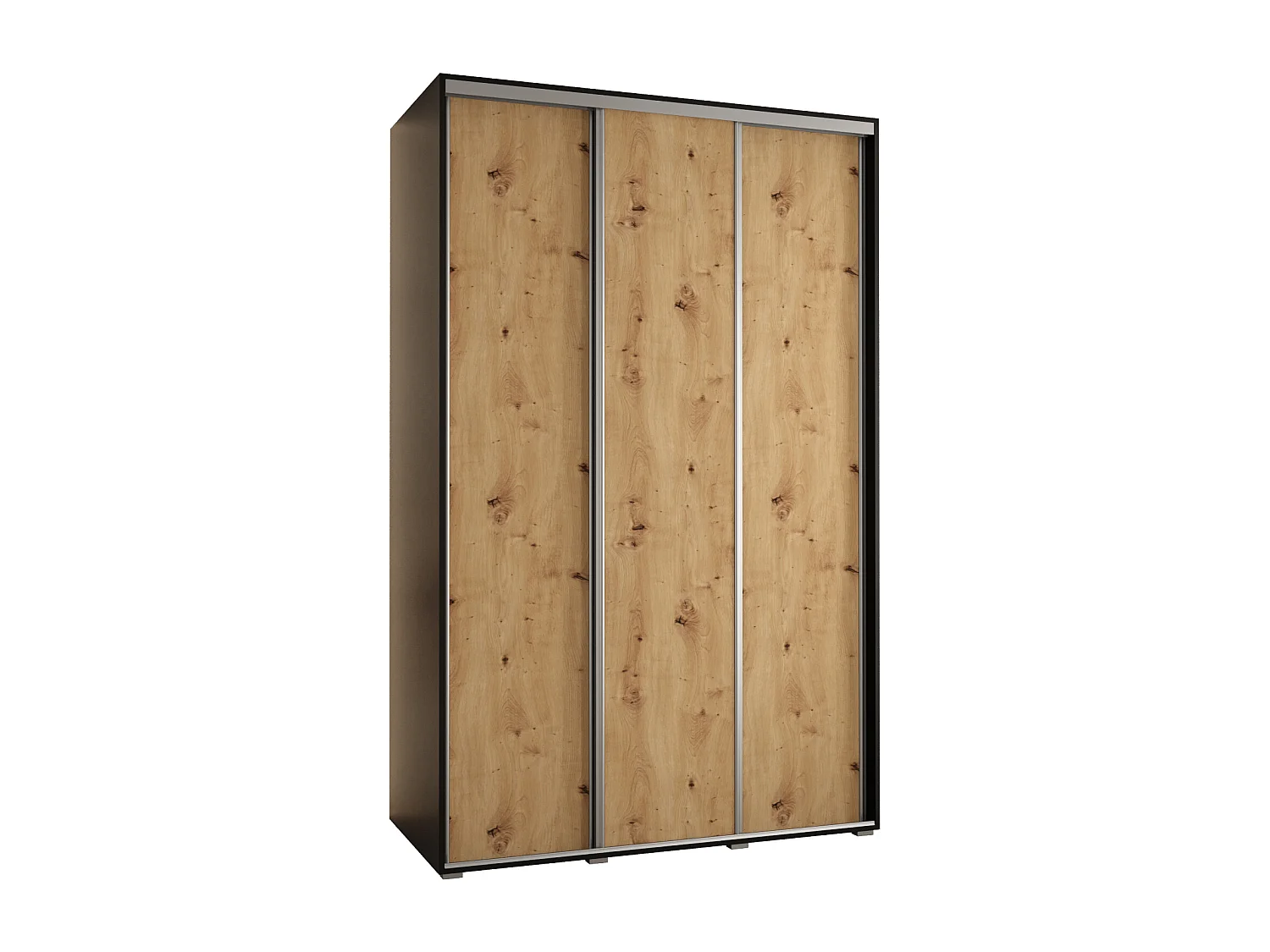 ARMOIRE DAVOS 1 À PORTES COULISSANTES 235,2/160/45 3 portes (Noir/Artisan/Argent)