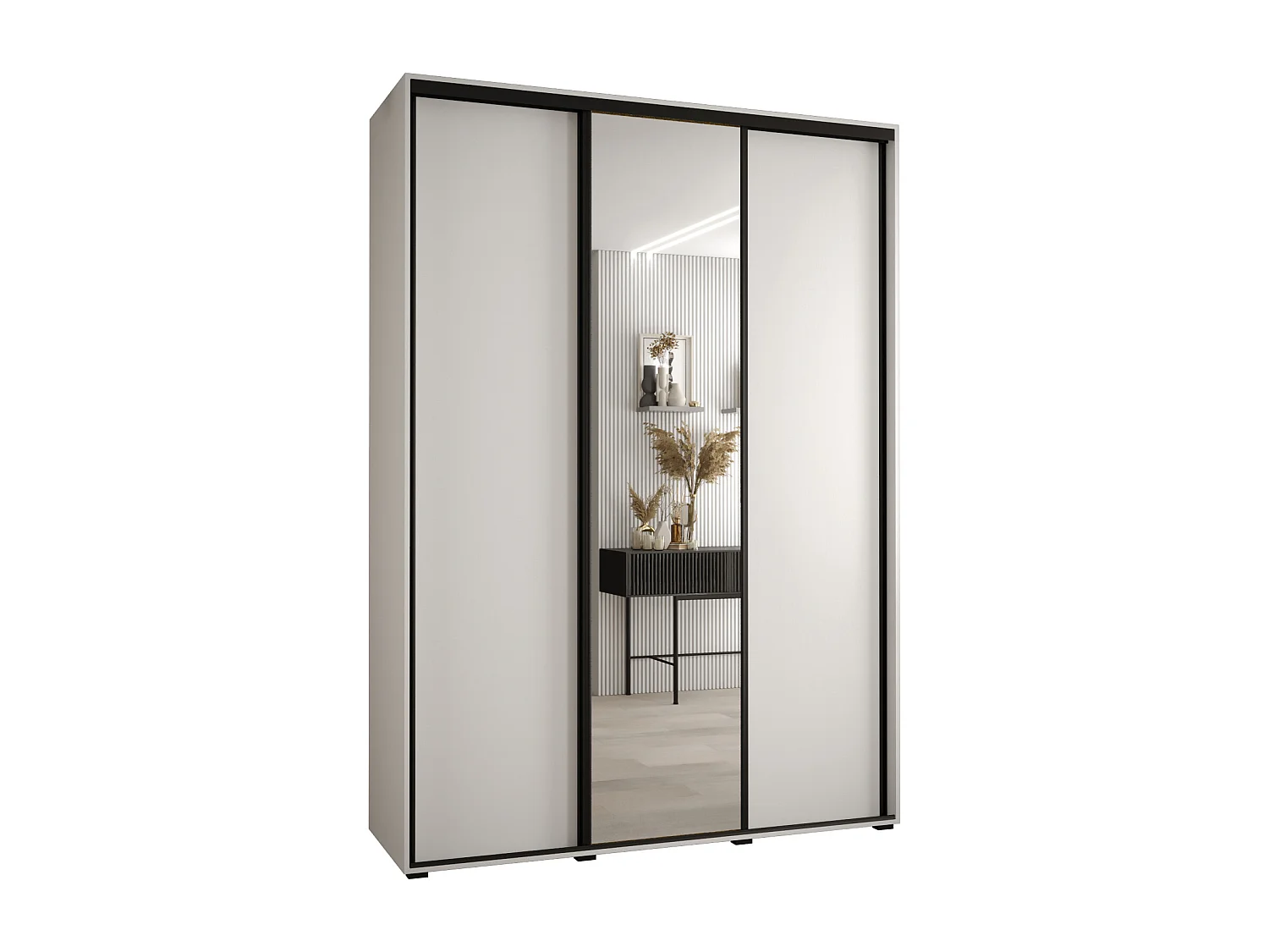 ARMOIRE DAVOS 3 À PORTES COULISSANTES 235,2/170/45 3 portes (Blanc/Blanc/Noir)