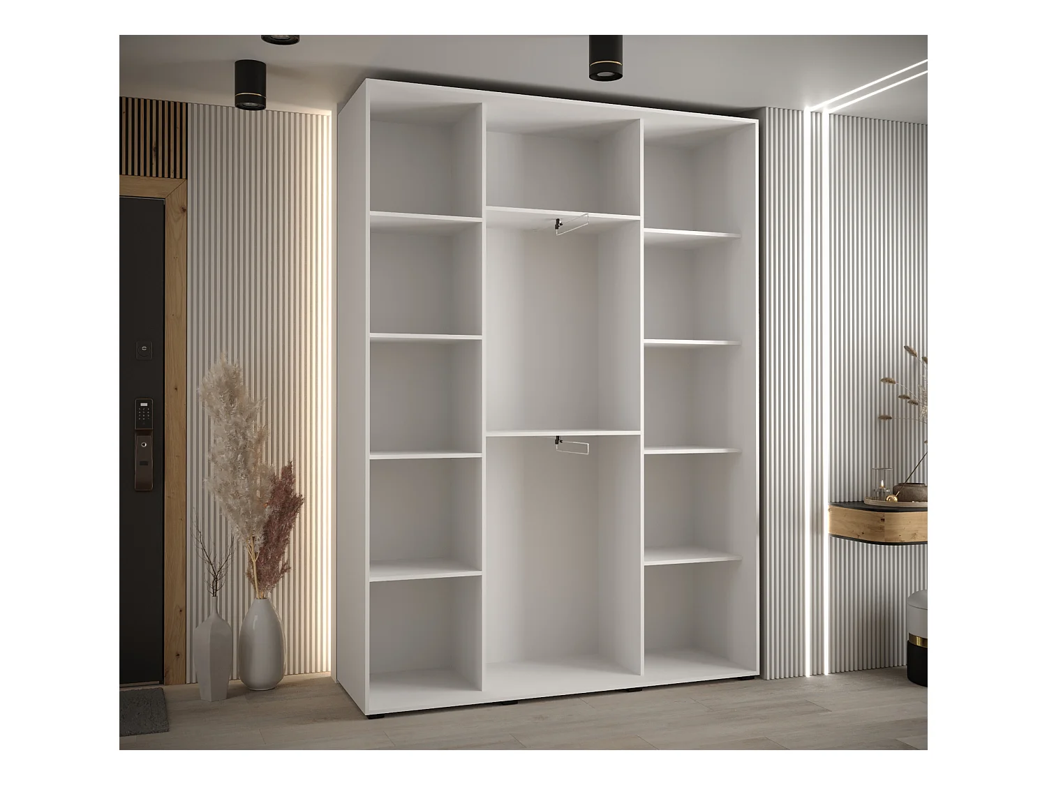 ARMADIO DAVOS 3  AD ANTESCORREVOLI 235,2/180/45 3 porte (Bianco/Artisan/Nero)