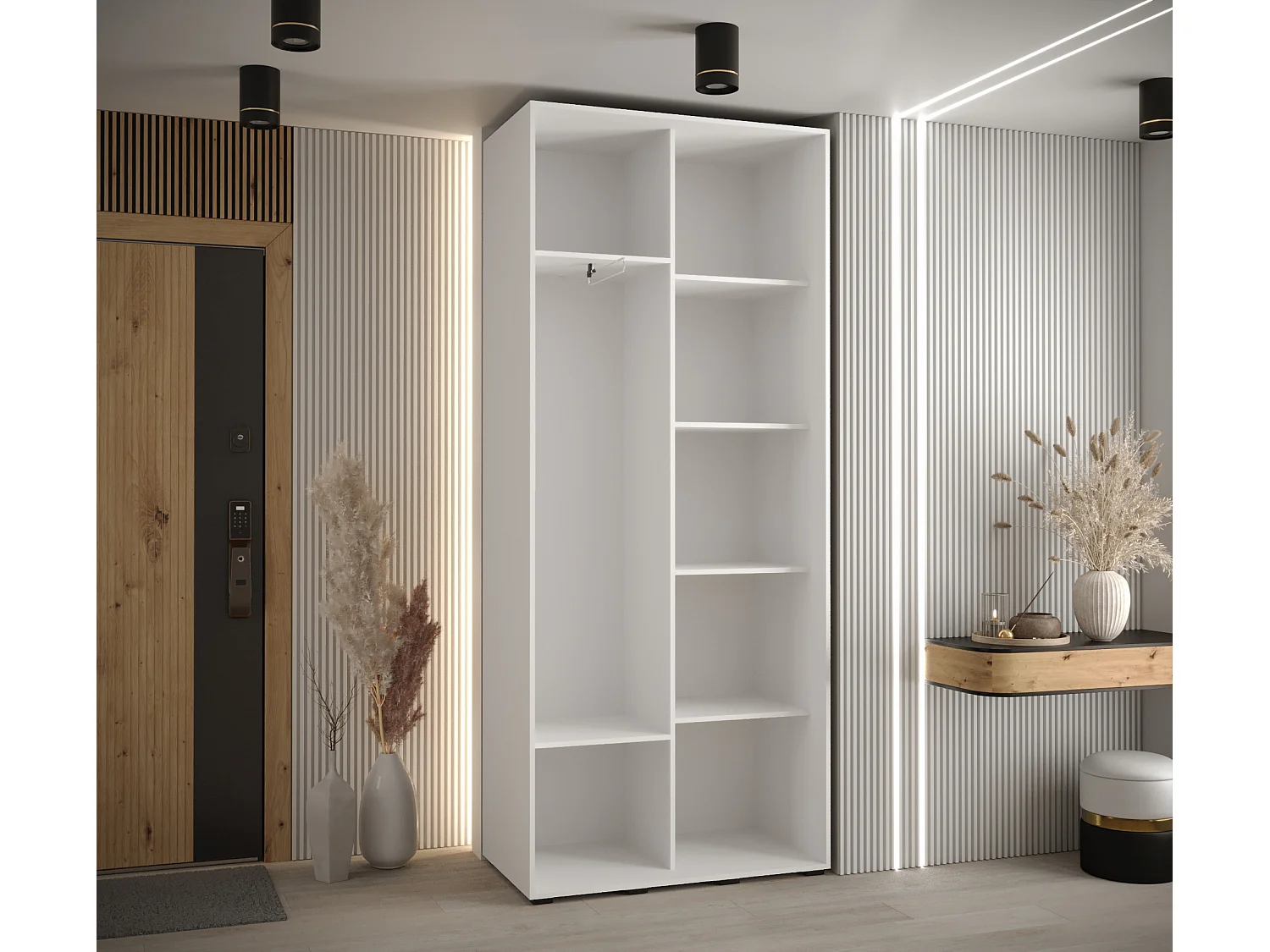 ARMOIRE DAVOS 3 À PORTES COULISSANTES 235,2/110/45 2 portes (Blanc/Artisan/Noir)