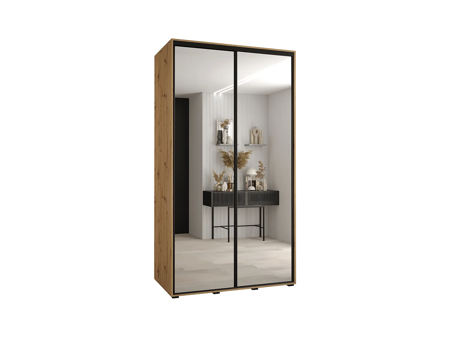 ARMOIRE DAVOS 2 À PORTES COULISSANTES 235,2/140/60 2 portes (Artisan/Artisan/Noir)
