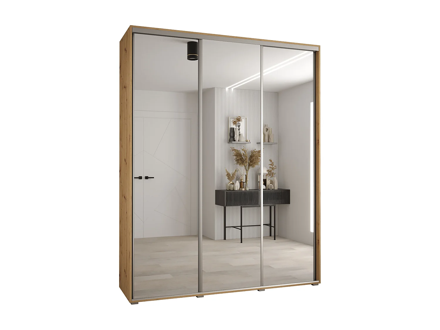 ARMARIO DAVOS 2 DE PUERTAS CORREDERAS 235,2/200/60 3 puertas (Artisan/Artisan/Plata)