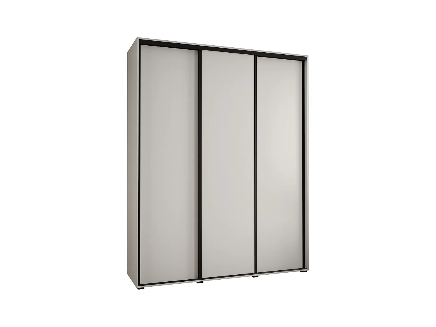 ARMOIRE DAVOS 1 À PORTES COULISSANTES 235,2/200/60 3 portes (Blanc/Blanc/Noir)