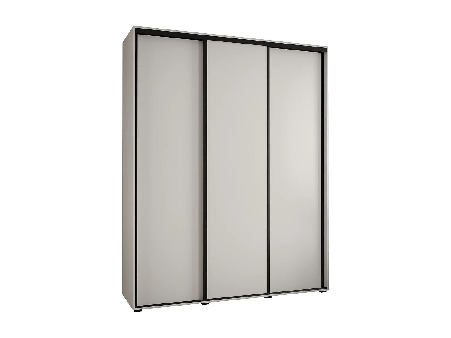 ARMOIRE DAVOS 1 À PORTES COULISSANTES 235,2/200/60 3 portes (Blanc/Blanc/Noir)