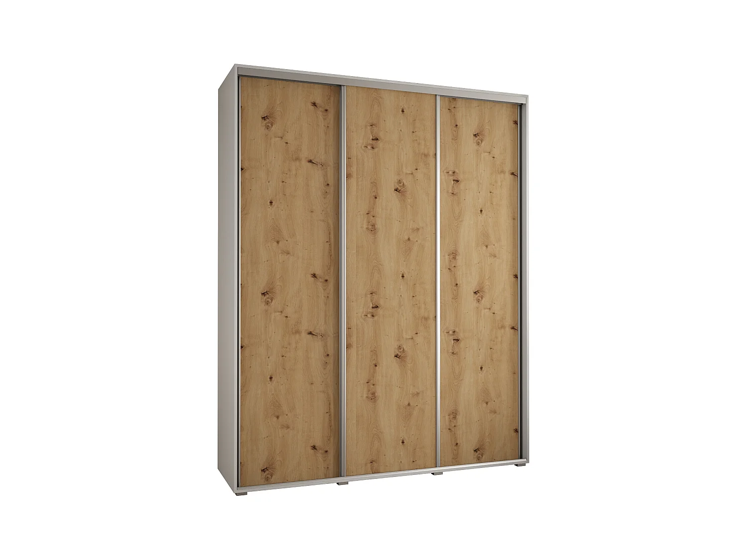 ARMOIRE DAVOS 1 À PORTES COULISSANTES 235,2/200/45 3 portes (Blanc/Artisan/Argent)
