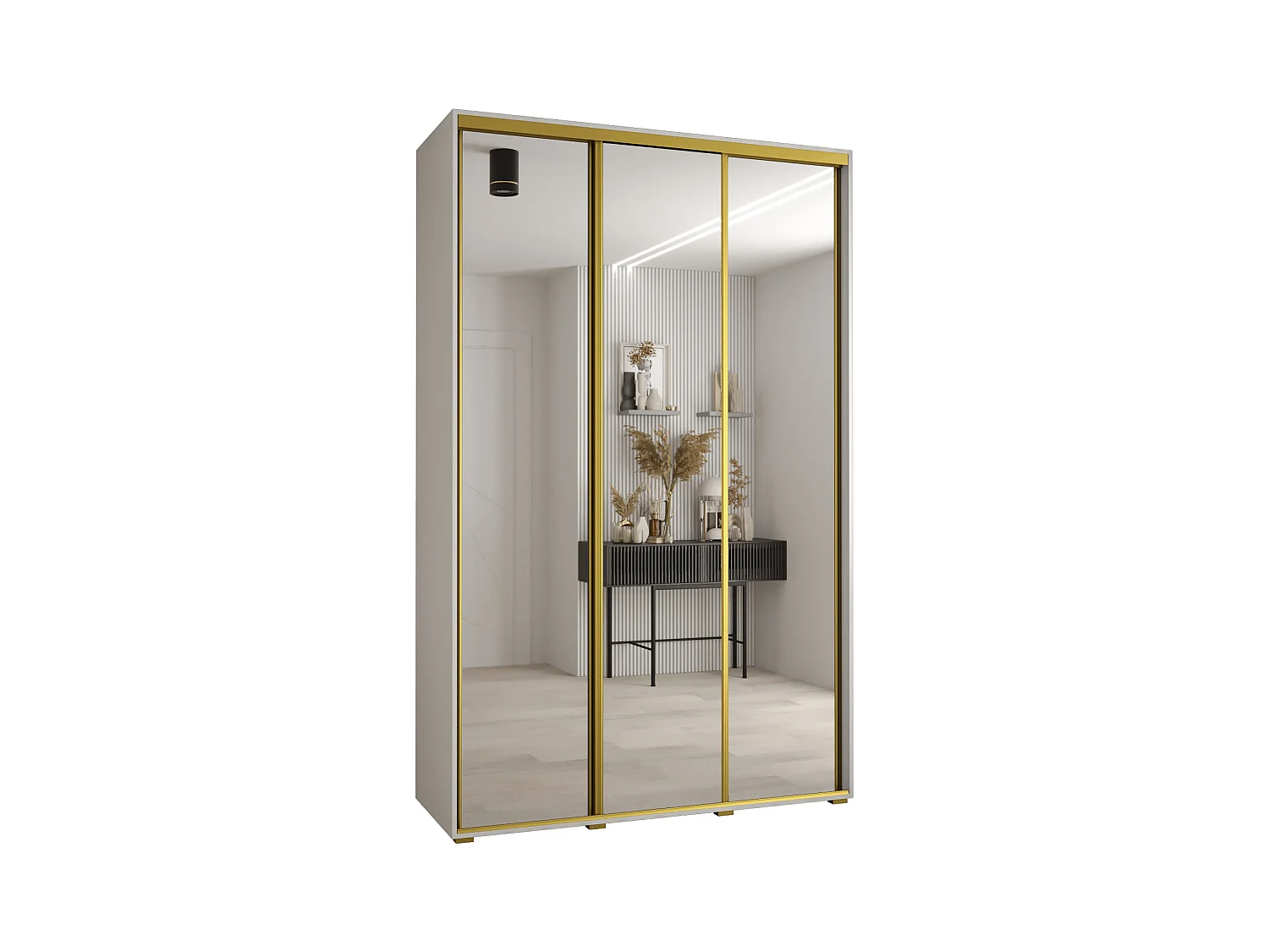 ARMOIRE DAVOS 2 À PORTES COULISSANTES 235,2/180/45 3 portes (Blanc/Blanc/Or)