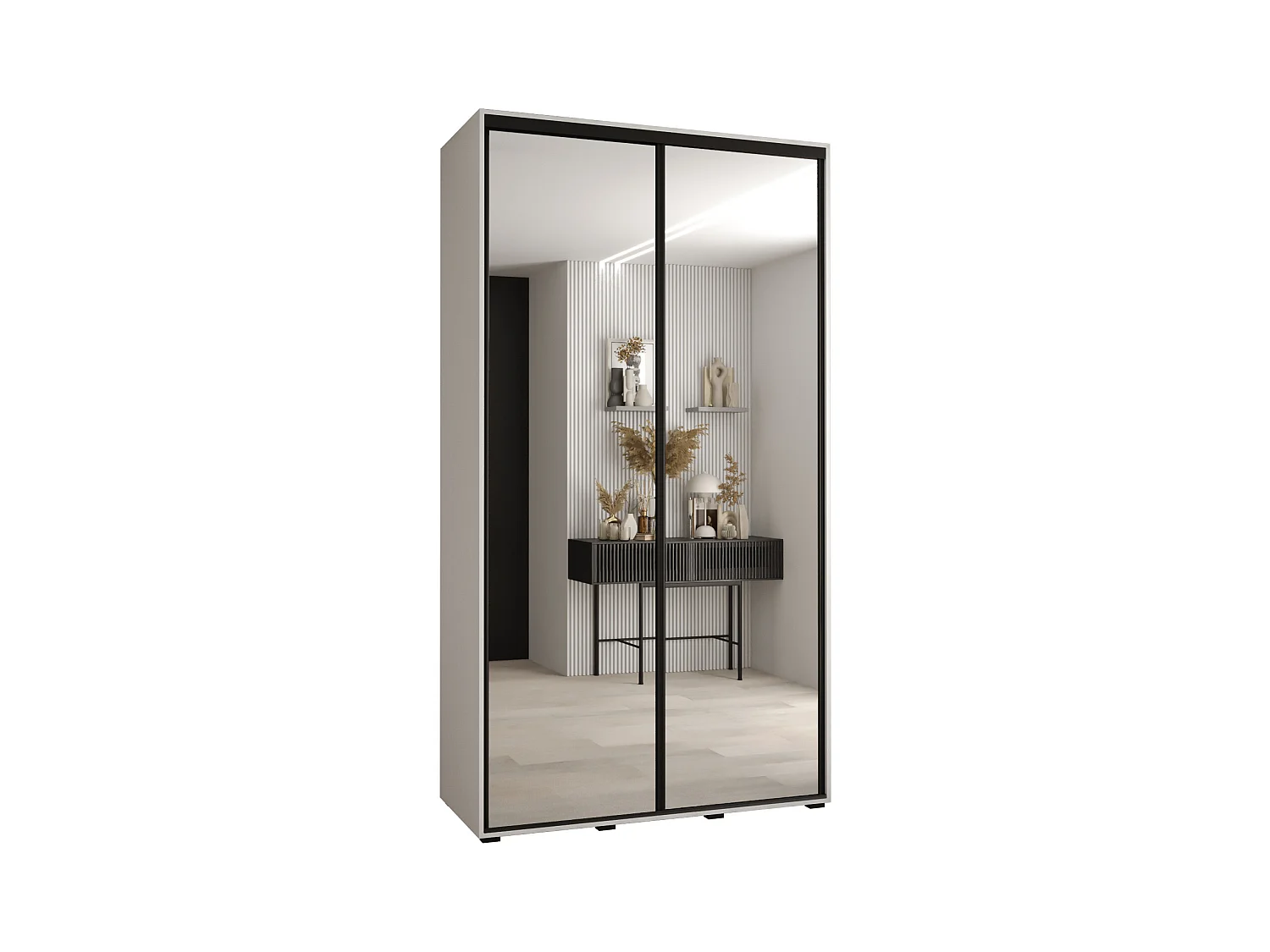 ARMOIRE DAVOS 2 À PORTES COULISSANTES 235,2/130/45 2 portes (Blanc/Blanc/Noir)