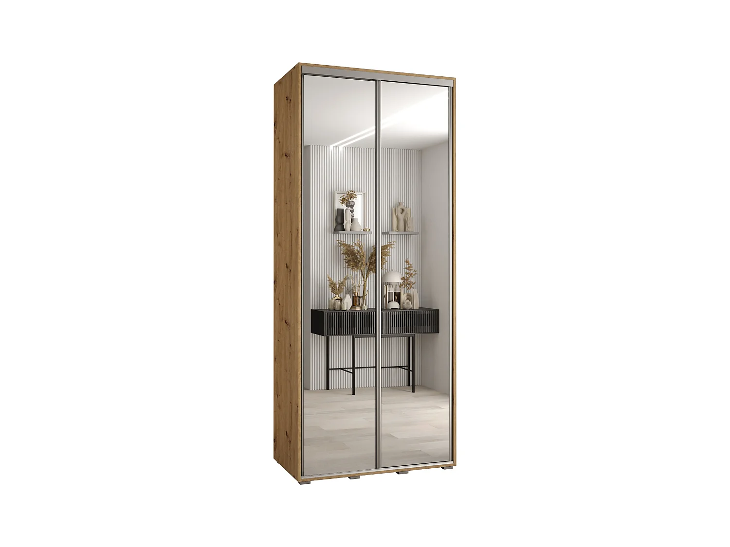 ARMOIRE DAVOS 2 À PORTES COULISSANTES 235,2/100/60 2 portes (Artisan/Artisan/Argent)
