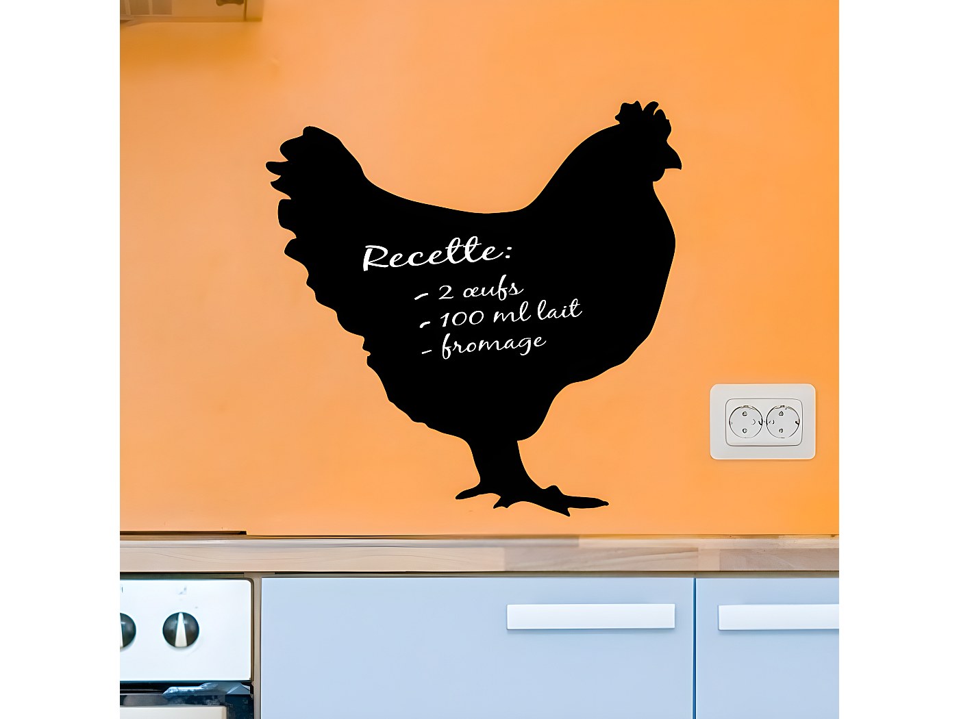 Autocollant Mural Coq Et Poule - Déco Cuisine Ou Salle De Bain, PVC, 35x40 Cm, Facile à Poser Et Retirer