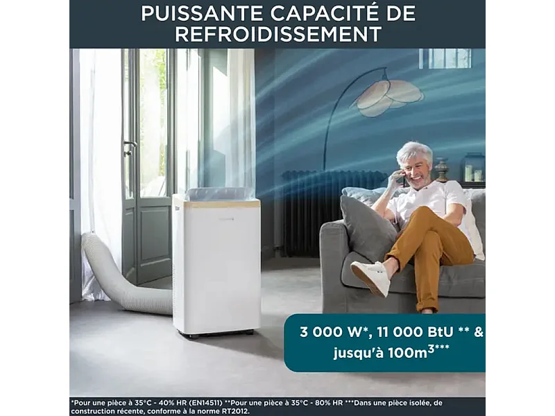 Rowenta Climatiseur mobile 3000w 40m2 avec kit fenêtre - AU5610F0