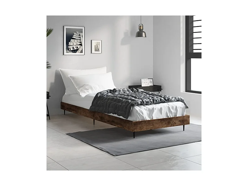 Bedframe zonder matras hout gerookt eikenkleurig 75x190 cm