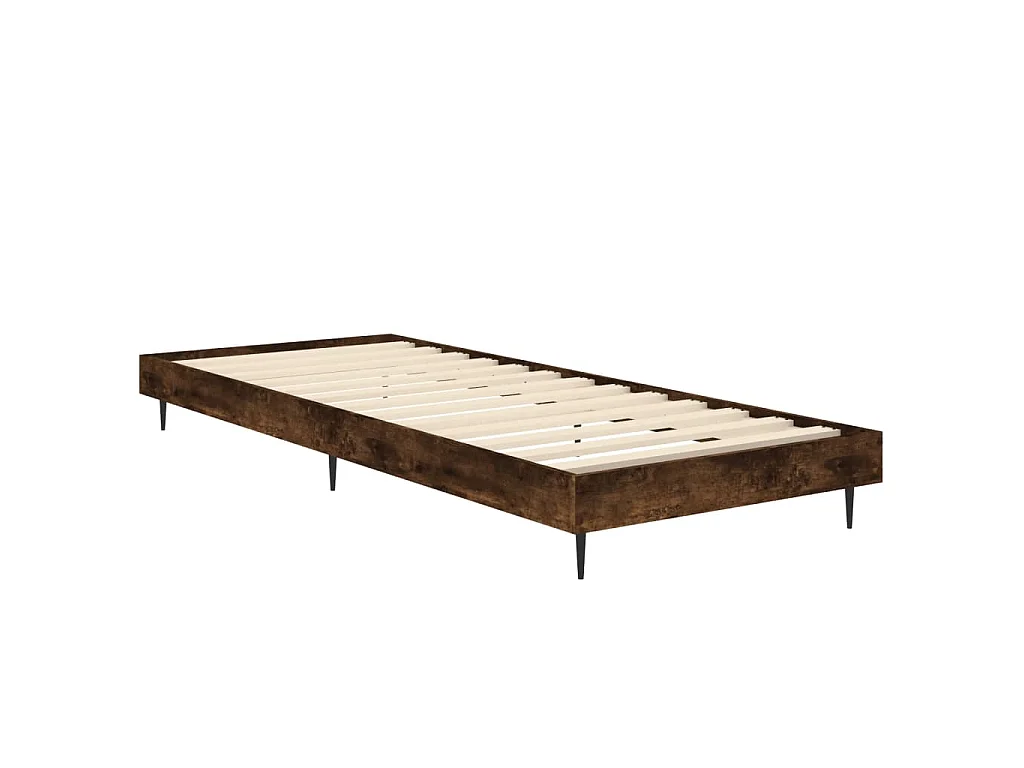 Cadre de lit sans matelas chêne fumé 75x190cm bois d'ingénierie