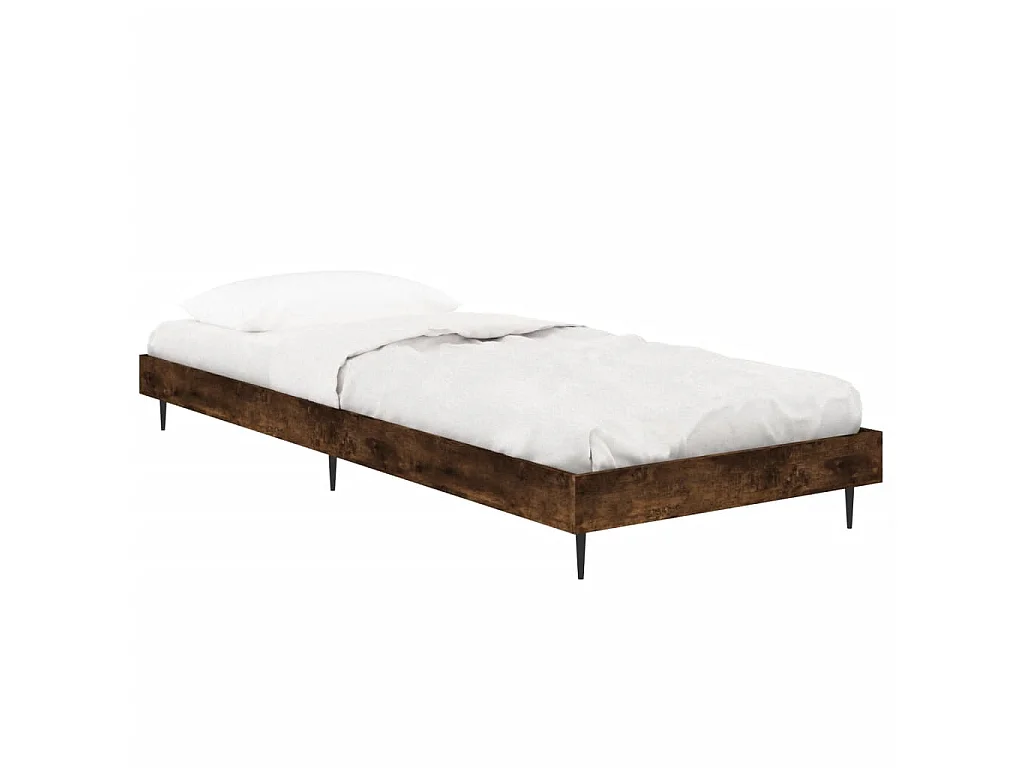 Cadre de lit sans matelas chêne fumé 75x190cm bois d'ingénierie