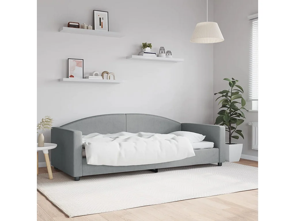 Lit de repos sans matelas gris clair 90x200 cm tissu