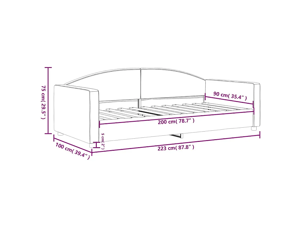 Lit de repos sans matelas gris clair 90x200 cm tissu