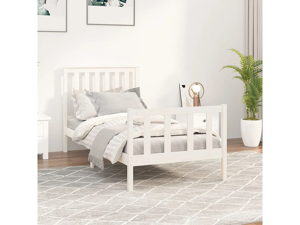 Cadre de lit sans matelas blanc 100x200 cm bois de pin massif