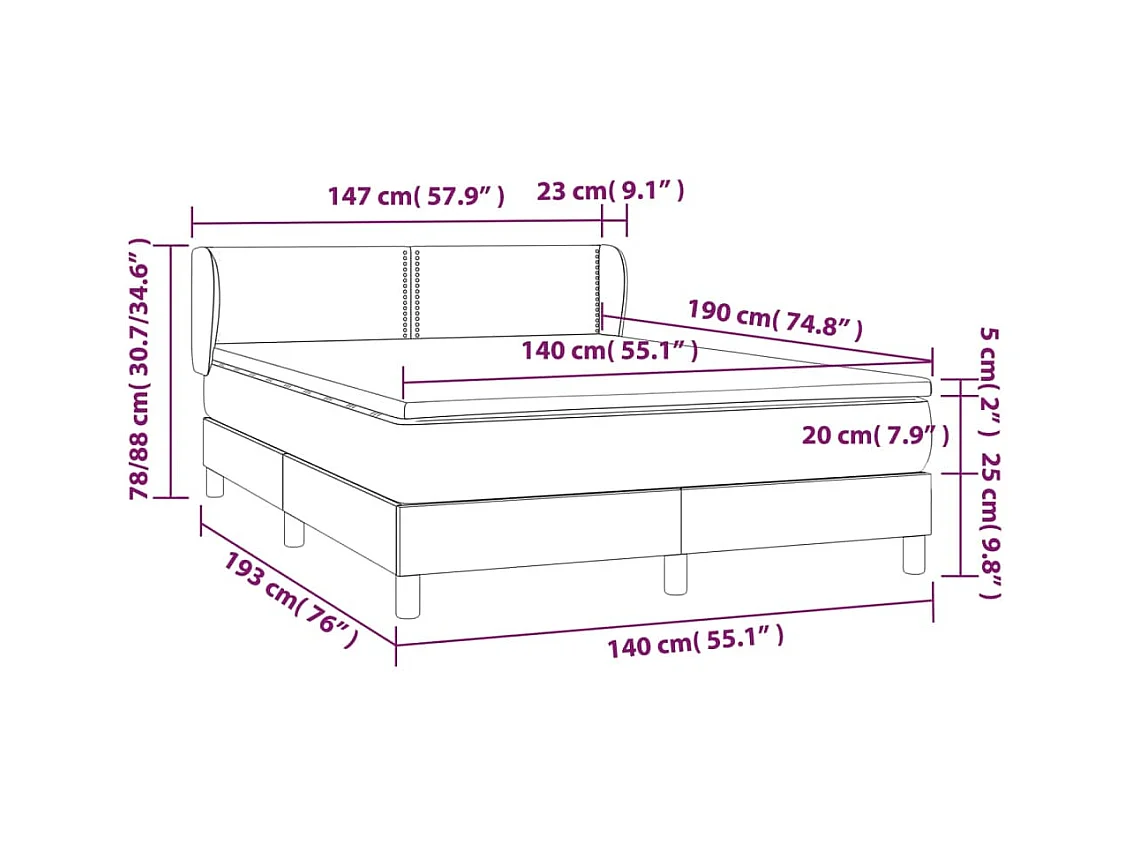 Boxspring met matras stof zwart 140x190 cm