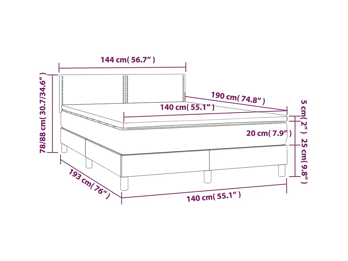 Boxspring met matras en LED stof donkergrijs 140x190 cm
