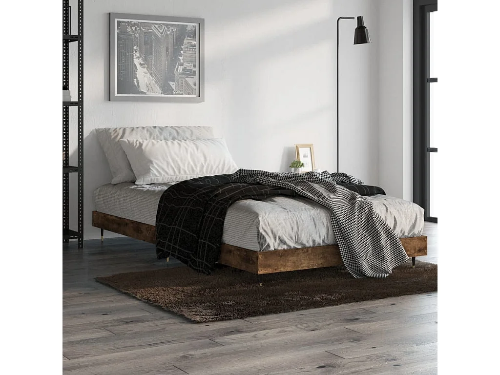 Cadre de lit sans matelas chêne fumé 100x200 cm bois ingénierie