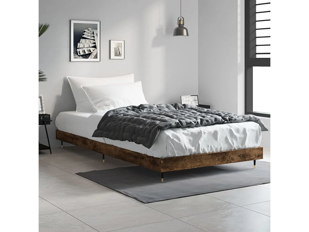 Cadre de lit sans matelas chêne fumé 100x200 cm bois ingénierie