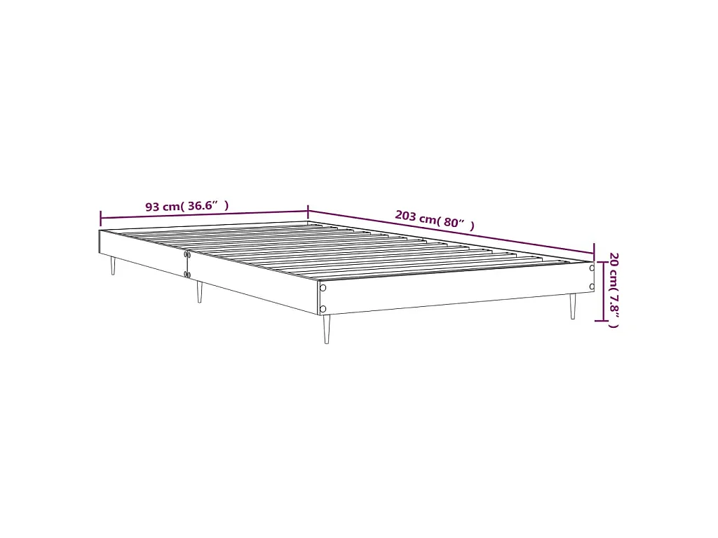 Cadre de lit sans matelas chêne sonoma 90x200 cm