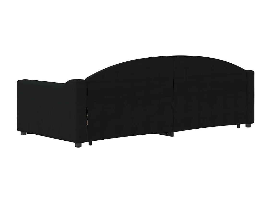 Lit de jour avec gigogne et tiroirs sans matelas noir 90x200 cm