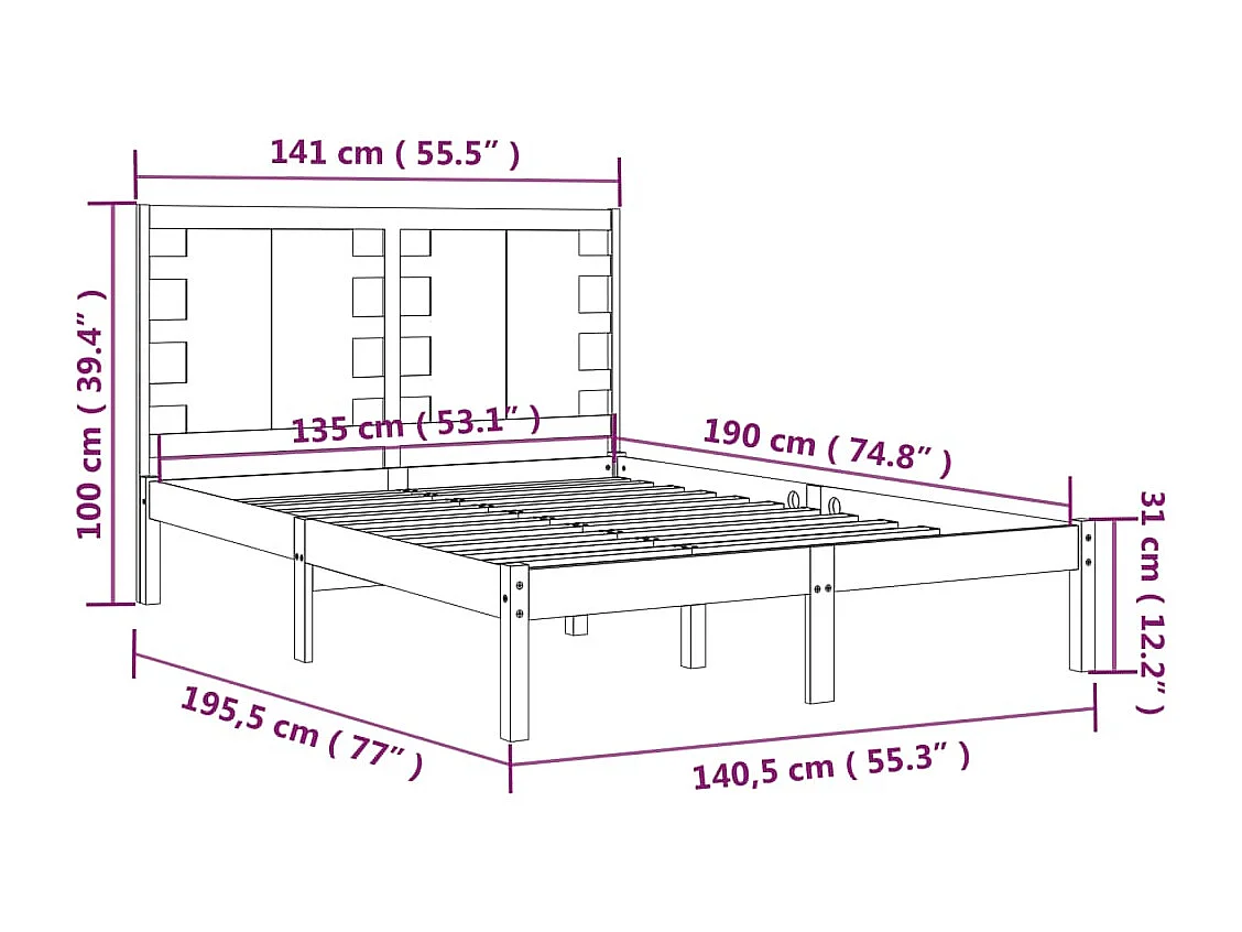 Giroletto Bianco in Legno Massello 135x190 cm Double