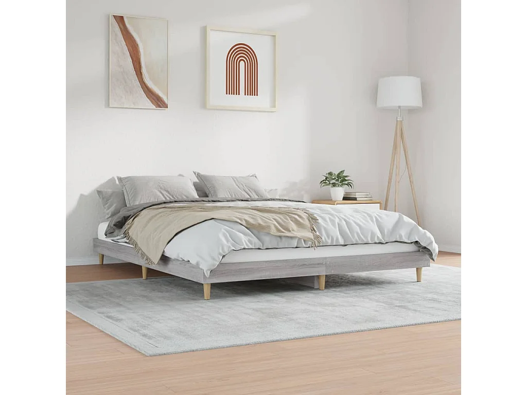 Cadre de lit sans matelas sonoma gris 200x200 cm