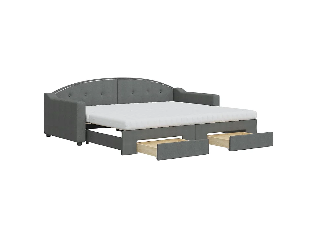 Slaapbank onderschuifbed en lades 90x200 cm stof donkergrijs
