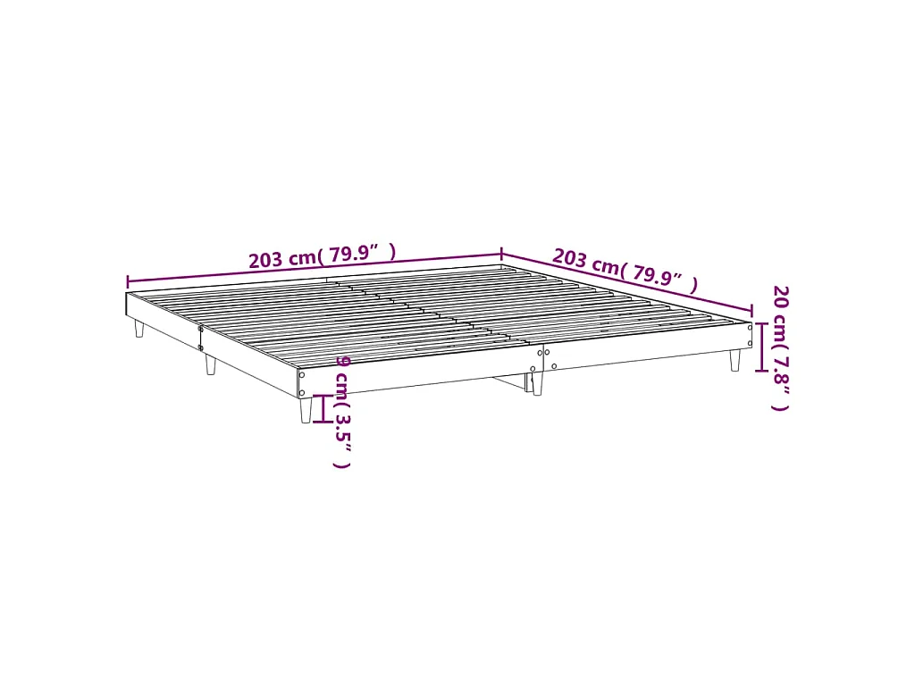 Cadre de lit sans matelas chêne marron 200x200 cm