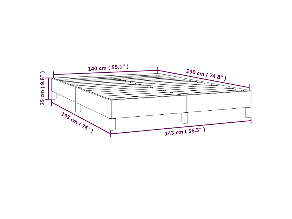 Bedframe zonder matras stof blauw 140x190 cm