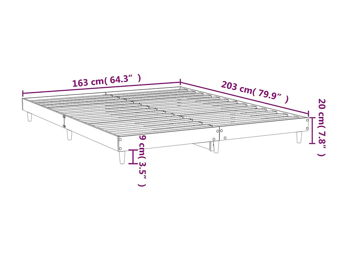 Cadre de lit sans matelas chêne fumé 160x200 cm bois ingénierie