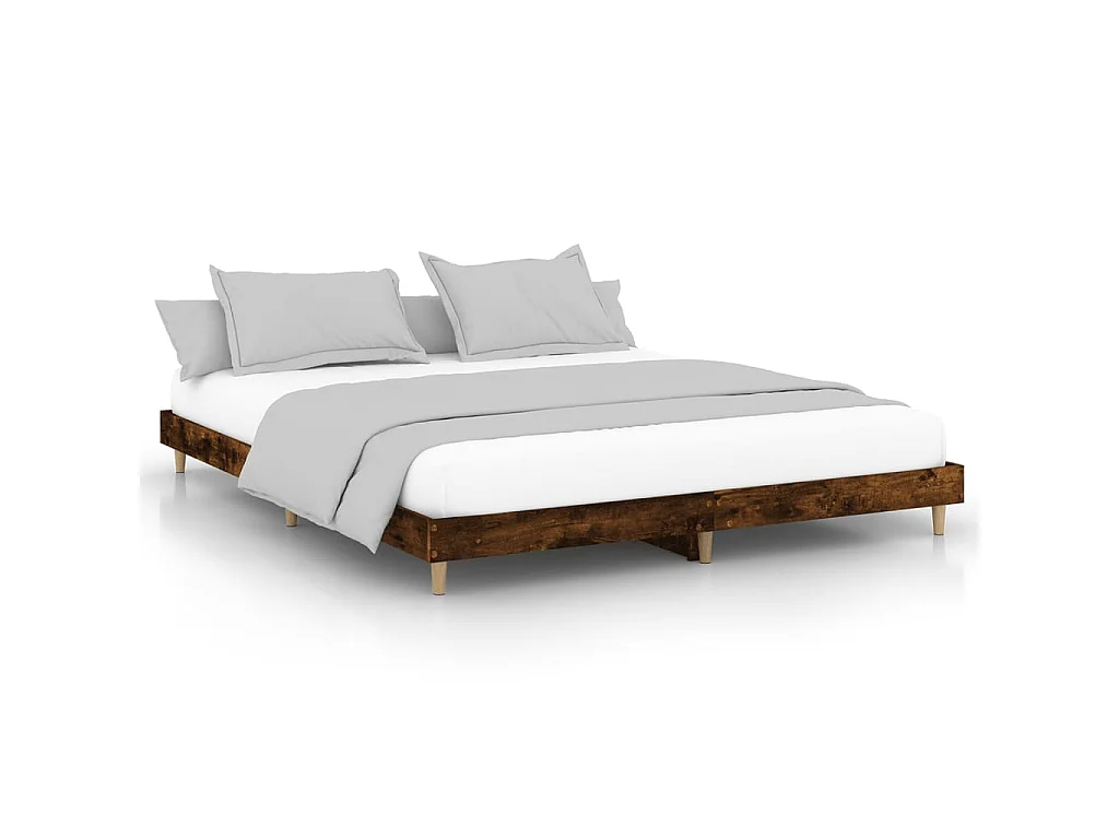 Cadre de lit sans matelas chêne fumé 160x200 cm bois ingénierie