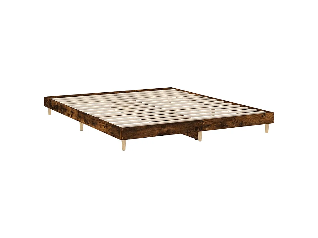 Cadre de lit sans matelas chêne fumé 160x200 cm bois ingénierie