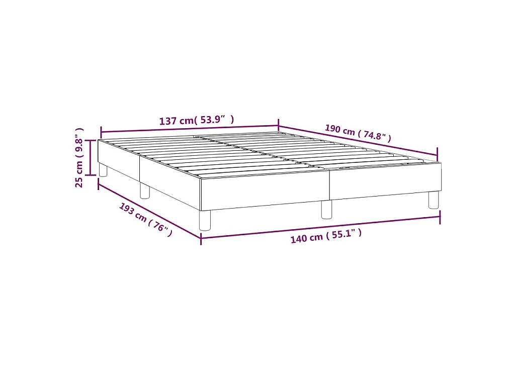 Cadre de lit à lattes taupe 140x190 cm tissu