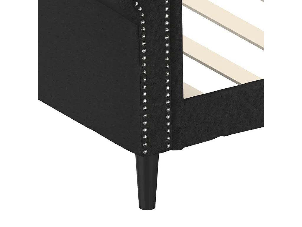 Sofá cama sin colchón cuero sintético negro 80x200 cm