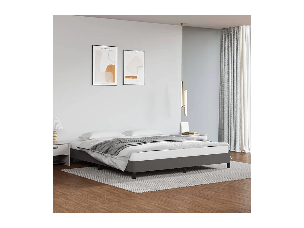 Cadre de lit sans matelas gris 180x200 cm similicuir