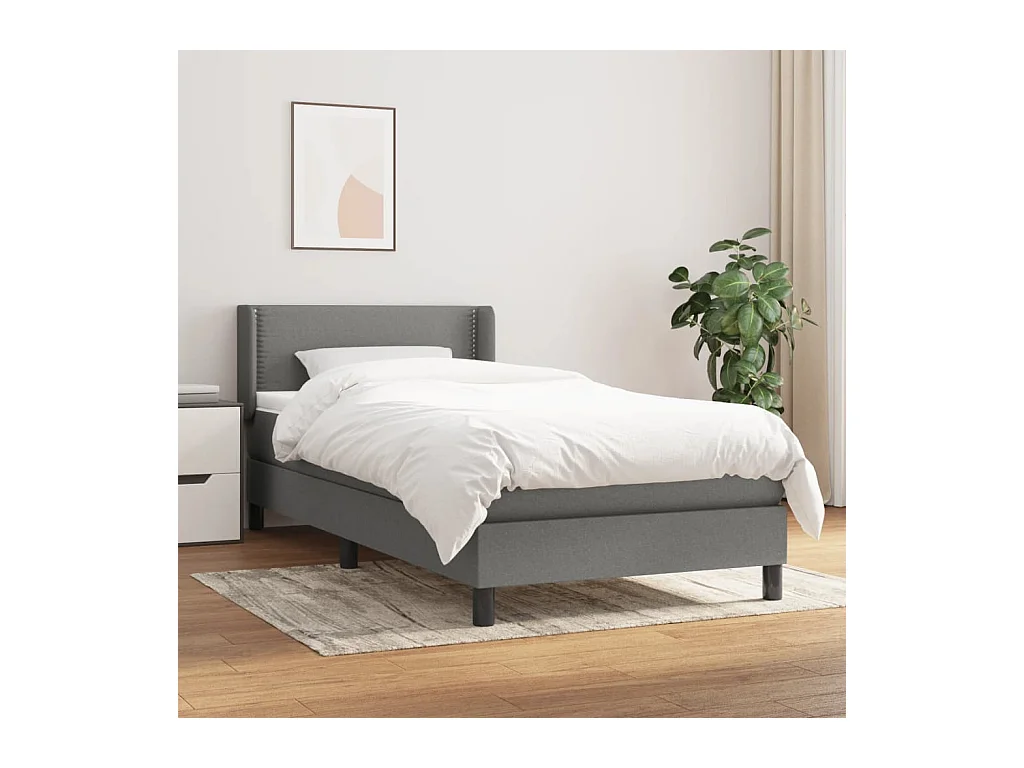 Boxspring met matras stof donkergrijs 90x190 cm