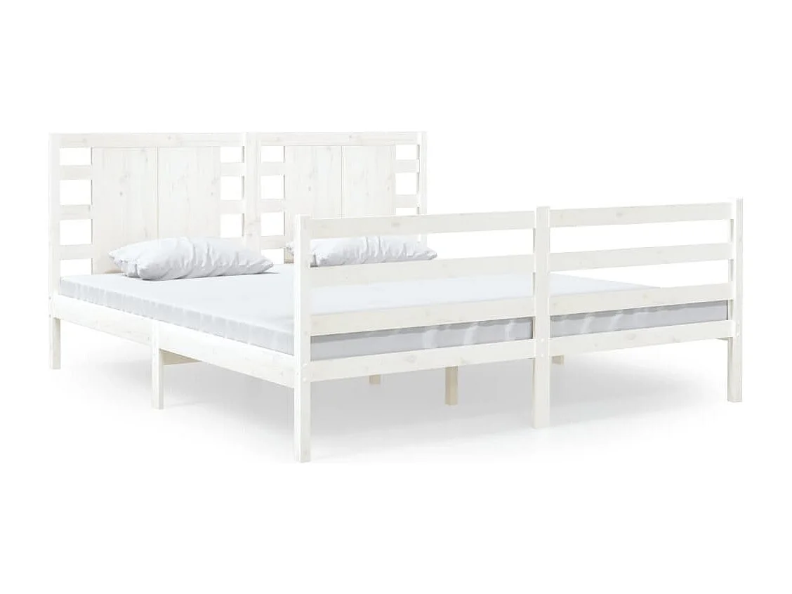Cadre de lit sans matelas blanc 135x190 cm bois de pin massif