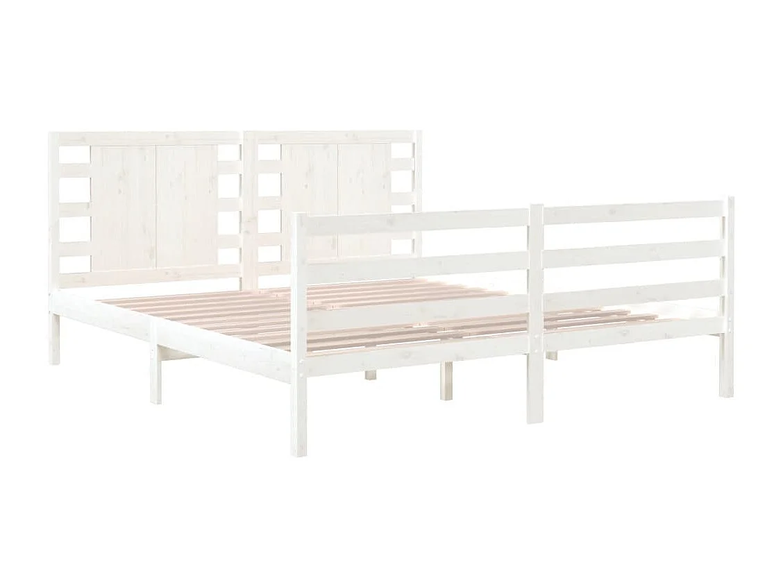 Cadre de lit sans matelas blanc 135x190 cm bois de pin massif