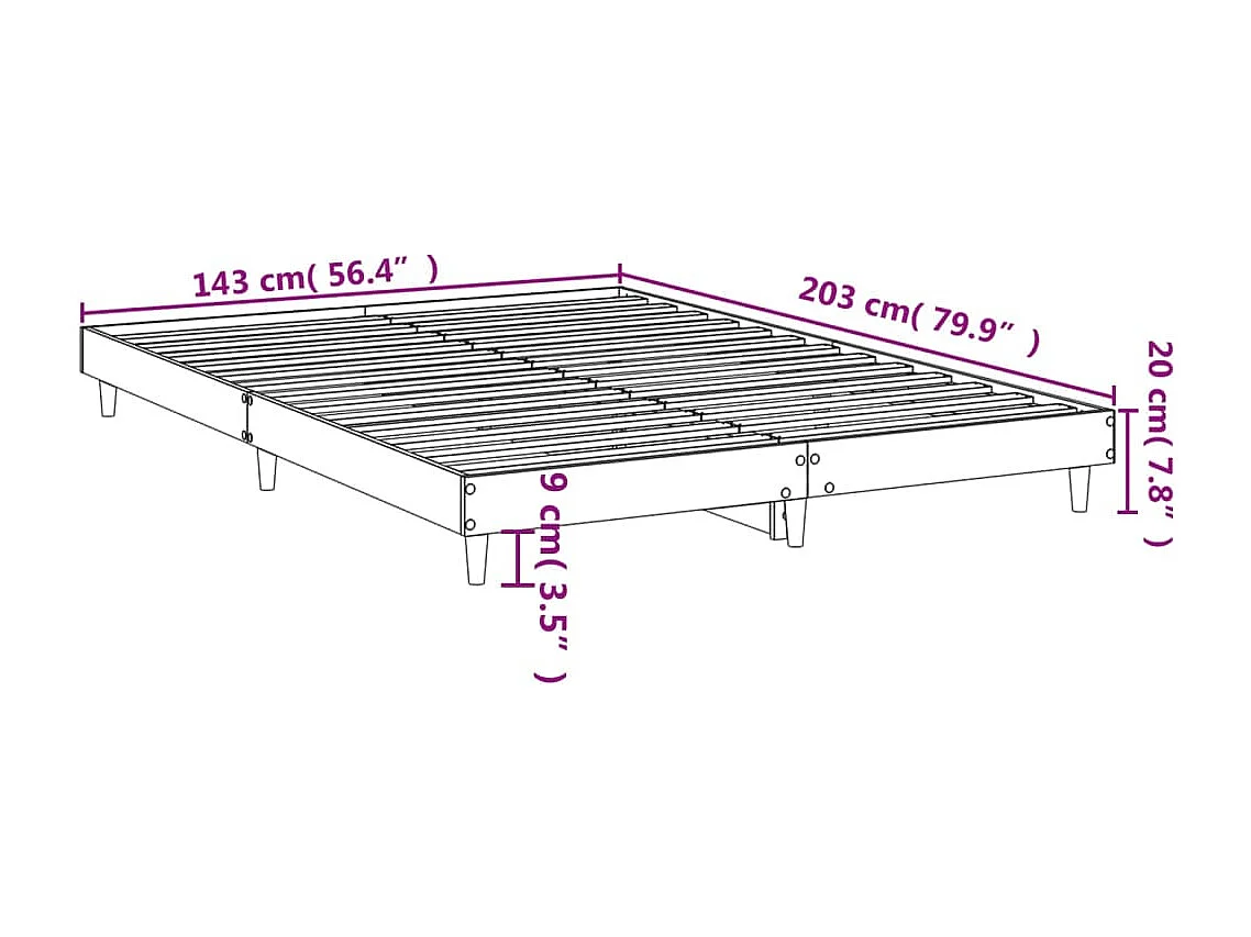 Cadre de lit sans matelas chêne marron 140x200 cm