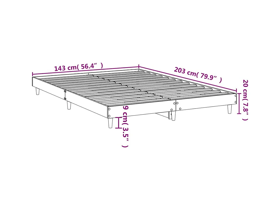 Cadre de lit sans matelas chêne marron 140x200 cm