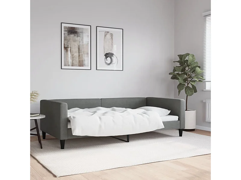 Tagesbett Dunkelgrau 100x200 cm Stoff
