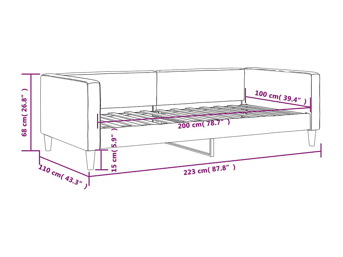 Tagesbett Dunkelgrau 100x200 cm Stoff