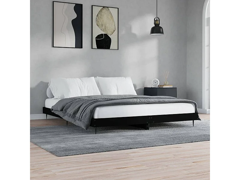 Cadre de lit sans matelas noir 180x200 cm bois d'ingénierie