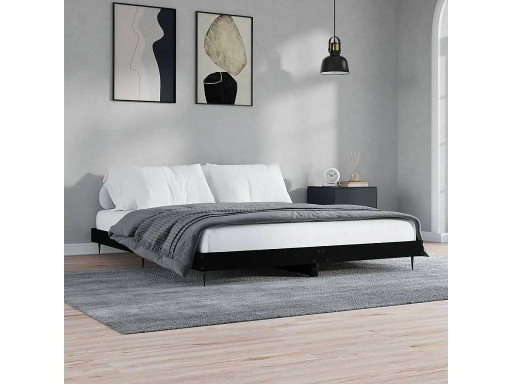Bedframe zonder matras 180x200 cm spaanplaat zwart
